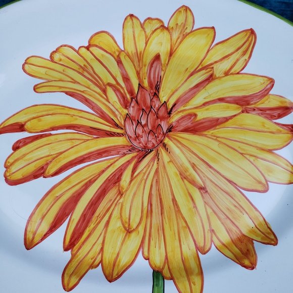 Flower Power Mariposa By Jilly Walsh Orange Zinnia Oval Serving Platter - Picture 2 of 9